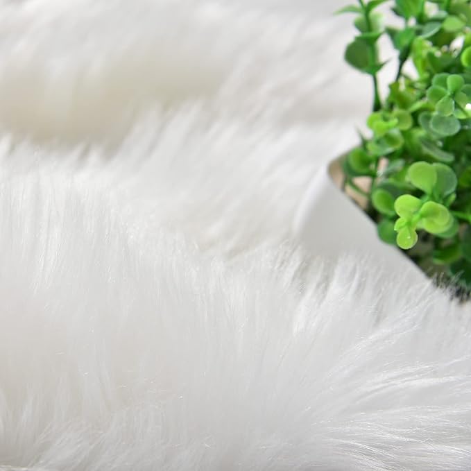 Goolela White Area Rug 5x7 Fluffy Fuzzy Furry Sheepskin Rug for Bedroom Living Room Faux Fur Shaggy Soft Washable Rectangle