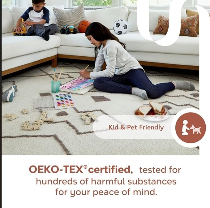 Nuloom Jeni Taupe, 6' Square, Solid Faux Rabbit, Fluffy and Cozy, High Traffic, Stain Resistant, Easy Clean, Durable Washable Area Rug for Bedroom, Living Room, Dining, Den, Foyer, Entryway