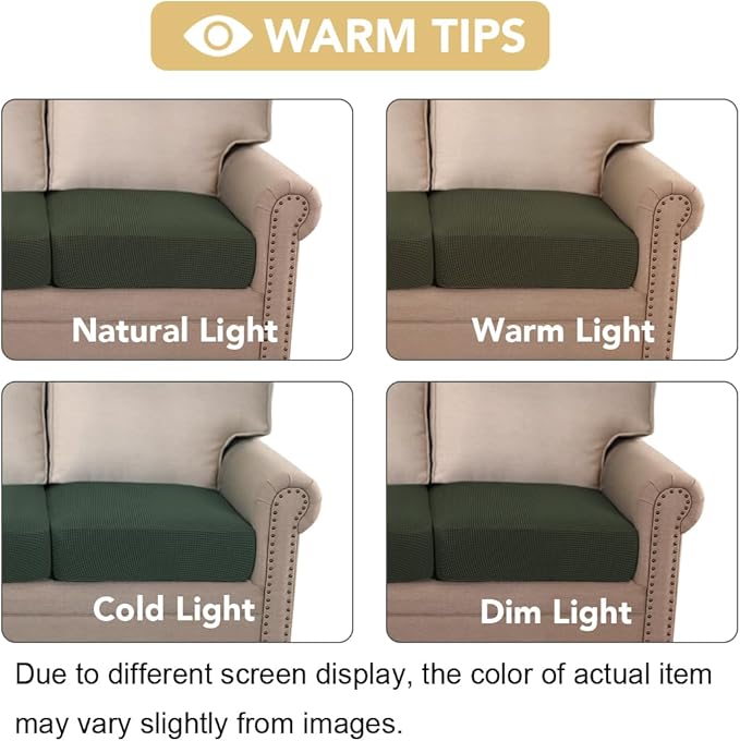H.VERSAILTEX Super Stretch Individual Seat Cushion Covers Sofa Covers Couch Cushion Covers Slipcover Sets Thick Jacquard Textured Twill Fabric (1 Piece Chair Cushion Cover, Olive)