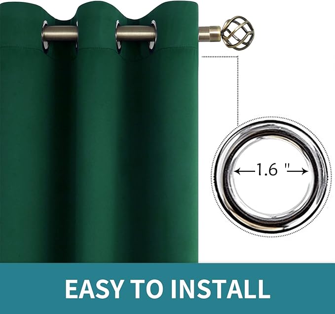 BGment Christmas Blackout Curtains - Grommet Thermal Insulated Room Darkening Bedroom and Living Room Curtains, Set of 2 Decorative Curtain Panels (42 x 63 Inch, Emerald Green)