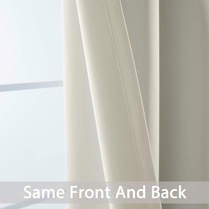 Yakamok Wide Thermal Blackout Patio Door Curtain Panel,Light Beige Grommet Sliding Door Insulated Curtains, Extra Wide Curtains for Sliding Glass Door,Light Beige, W52 x L84, 1 Panel