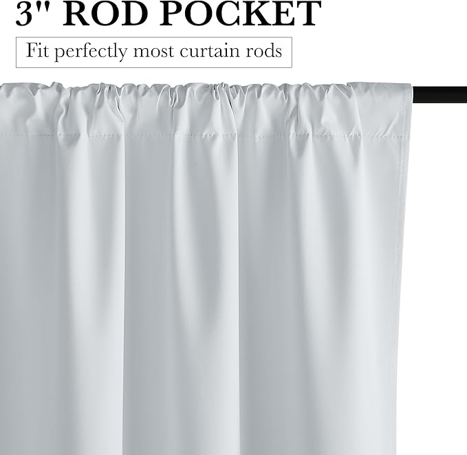 RYB HOME White 100% Blackout Curtains, Thermal Insulated Heat & UV Blocking Total Room Darkening Privacy Drapes for Bedroom Dining Living Room, Width 42 by Length 63, White, 2 Panels