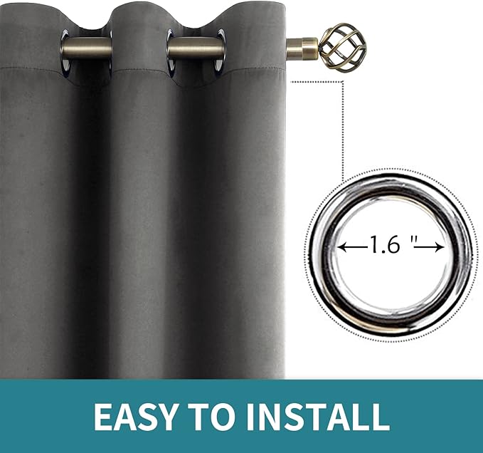 BGment Dark Grey Short Blackout Curtains for Small Windows, 38 x 45 Inch Thermal Insulated Tier Set of 2 Panels Sun Blocking Drapes for Kitchen Bedroom