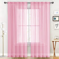 SpaceDresser Sheer Voile Window Treatment Rod Pocket Curtain Panels for Kitchen Bedroom Living Room Drapes Sunlight Filtering Privacy Semi Home Decor Assorted (Light Pink, 52 W x 54 L)