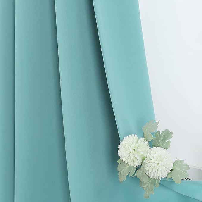 ChrisDowa Blackout Curtains 80 inches Long for Bedroom - 2 Panels Set Grommet Thermal Insulated Room Darkening Curtains for Living Room (Aqua, 52 x 80 Inch)