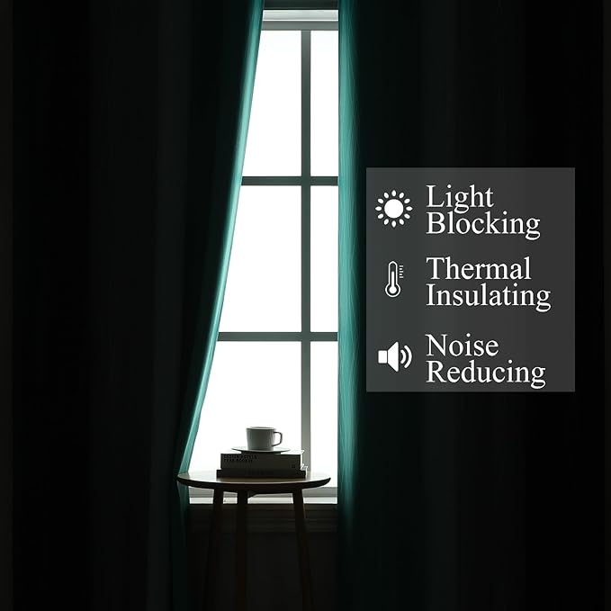 Estelar Textiler Navy Blue and Teal Gradient Blackout Curtains 102 Inches Long for Bedroom, Thermal Insulated Full Room Darkening Ombre Gray Grommet Drapes for Living Room, 52Wx102L, 2 Panels