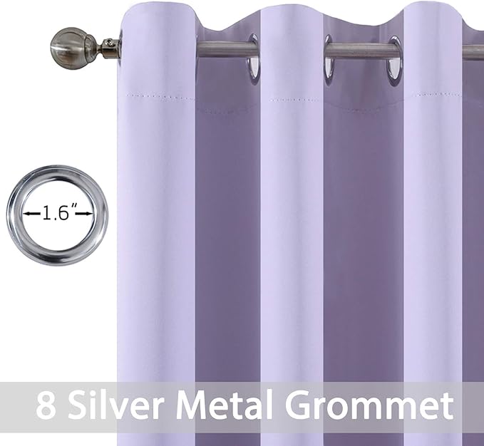 Yakamok Lilac Blackout Curtains 84 Inch Length Room Darkening Thermal Insulated Grommet Window Treatment Drapes Curtain for Bedroom Living Room 52" W x 84" L (Set of 2 Panels,Lavender)