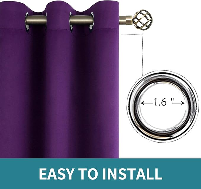BGment Blackout Curtains - Grommet Thermal Insulated Room Darkening Bedroom and Living Room Curtain, Set of 2 Panels (42 x 84 Inch, Royal Purple)