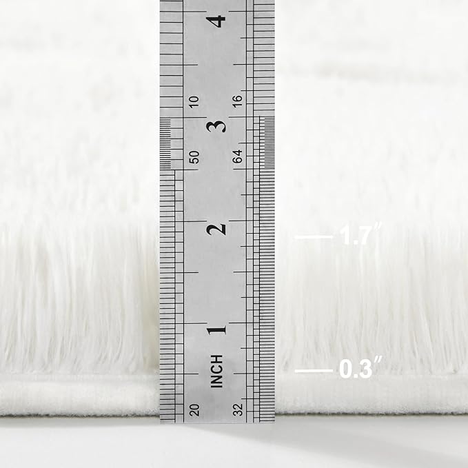Deerhoo Large Shag Area Rugs 10 x 14, Tie-Dyed Plush Fuzzy Rug for Living Room, Ultra Soft Fluffy Furry Rugs for Bedroom, Anti-Skid Indoor Carpet Nursery Rugs for Kids Room Home Decor, White