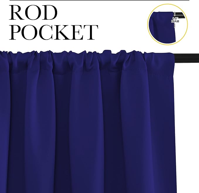 NICETOWN RV Blackout Curtains for Camper Windows, Navy Blue, 34" x 30", Set of 2, Kitchen Curtains, Short Blackout Drapes, Thermal Insulated Rod Pocket Window Treatment Draperies for Nursery