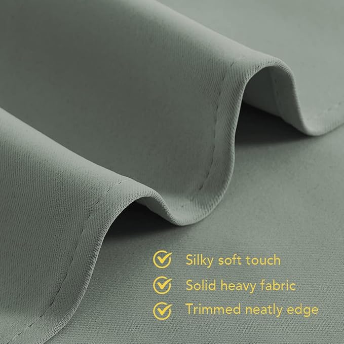 NICETOWN Modern Blackout Curtains Noise Reducing, Thermal Insulated and Privacy Room Darkening Drape Panels for Boy's Guest Room Door Small Short Window (Greyish Green, 2 Panels, W42 x L40 -Inch)
