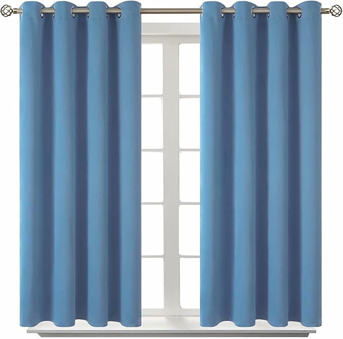 BGment Blackout Curtains for Bedroom - Grommet Thermal Insulated Room Darkening Curtains for Living Room, Set of 2 Panels (52 x 45 Inch, Faded Denim)