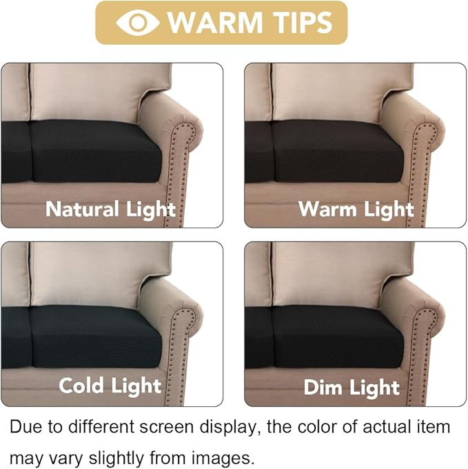 H.VERSAILTEX Super Stretch Individual Seat Cushion Covers Sofa Covers Couch Cushion Covers Slipcover Sets Thick Jacquard Textured Twill Fabric (1 Piece Chair Cushion Cover, Black)