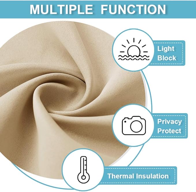 RYB HOME Curtains for Bedroom Living Room 72 inches Long, Thermal Insulated Privacy Rod Pocket Drapes for Nursery Office Home Theater, Width 42 by Length 72, Biscotti Beige, 2 Panels