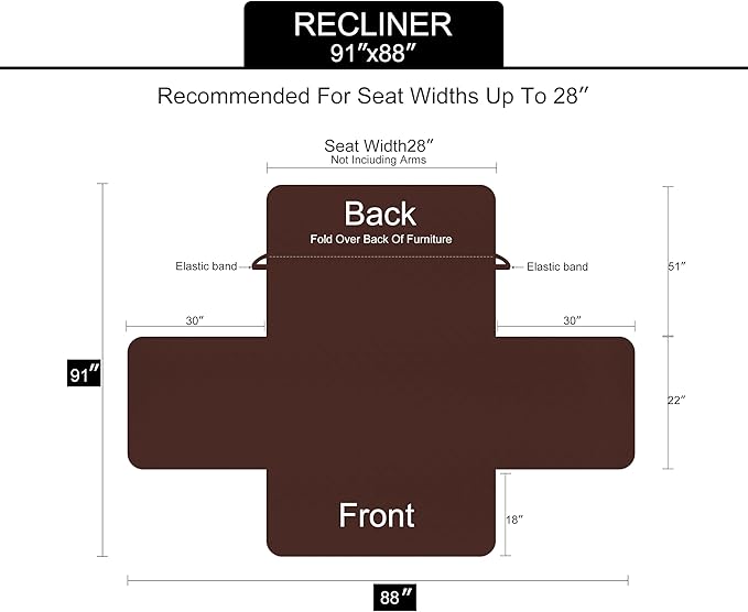 U-NICE HOME Recliner Chair Covers Reversible Chair Cover Pet Covers for Dogs with Elastic Straps Water Resistant Diamond Quilted (28''Recliner Oversized, Huntergreen/Sage)