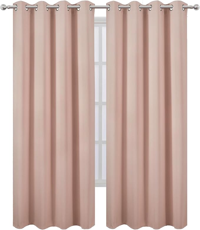 LEMOMO Blush Thermal Blackout Curtains/52 x 95 Inch/Set of 2 Panels Room Darkening Curtains for Bedroom