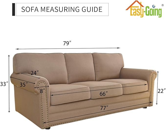 Easy-Going Stretch Sofa Slipcover 1-Piece Sofa Cover Furniture Protector Couch Soft with Elastic Bottom for Kids, Polyester Spandex Jacquard Fabric Small Checks (Sofa, Brown)