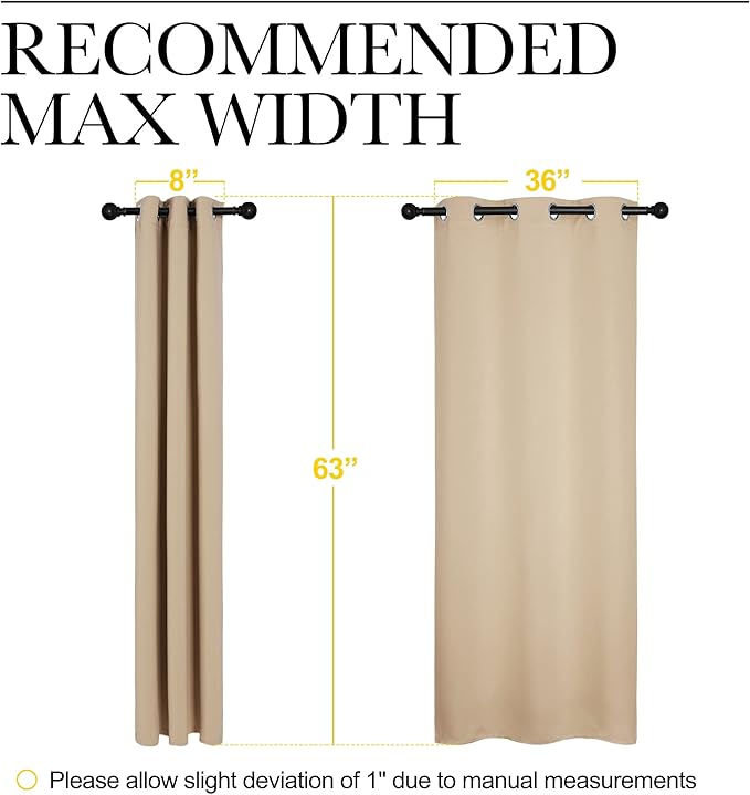 NICETOWN Thermal Insulated Grommet Room Darkening Curtains/Draperies/Panels for Bedroom (2 Panels, W42 x L63 inches, Biscotti Beige)