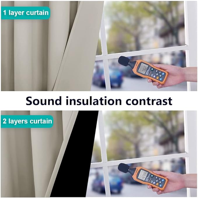 NICETOWN Natural Blackout Curtains 84 inches Long, Full Light Blocking Drapes with Black Liner, Noise Reducing Thermal Insulated Draperies for Doorway Nursery (2 Pieces, 37-inch Wide Each Panel)