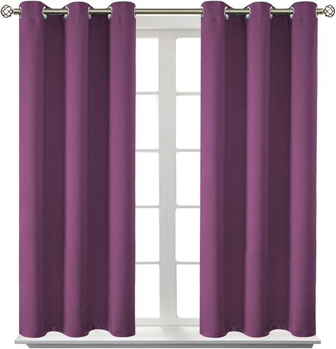 BGment Room Darkening Curtains 54 Inches Long - Grommet Thermal Insulated Drapes Window Treatment Curtains for Bedroom, 2 Panels, 38 x 54 Inch, Eggplant Purple