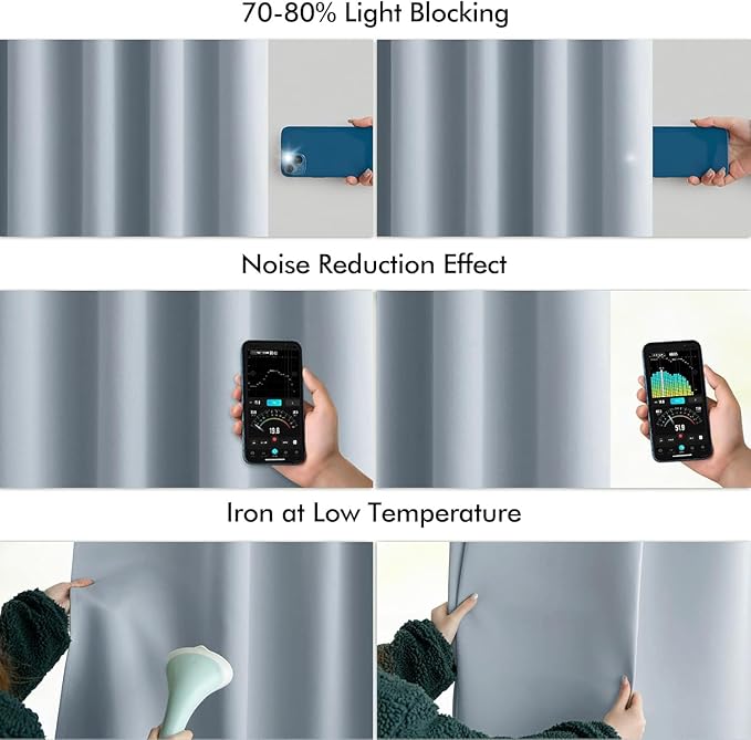 MIULEE Light Blue Back Tab Blackout Curtains 102 Inch Long 2 Panels Set for Bedroom, Rod Pocket/Pinch Pleated Thermal Insulated Living Room Darkening Light Blocking Floor to Ceiling Drapes