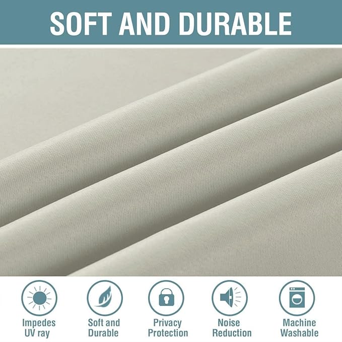 H.VERSAILTEX Blackout Curtain for Living Room Thermal Insulated Window Treatment Curtain Extra Long 84 inch Length Energy Saving Solid Grommet Top Blackout Drape, One Panel, Pale Oak, 52" W x 84" L