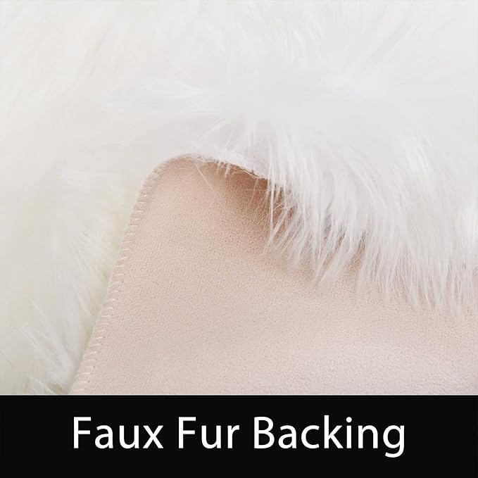 Latepis 12x12 Area Rugs for Bedroom White Faux Fur Rug Washable Super Fluffy Rug Faux Sheepskin for Living Room Floor Sofa Shag Rug Office Home Décor, Square