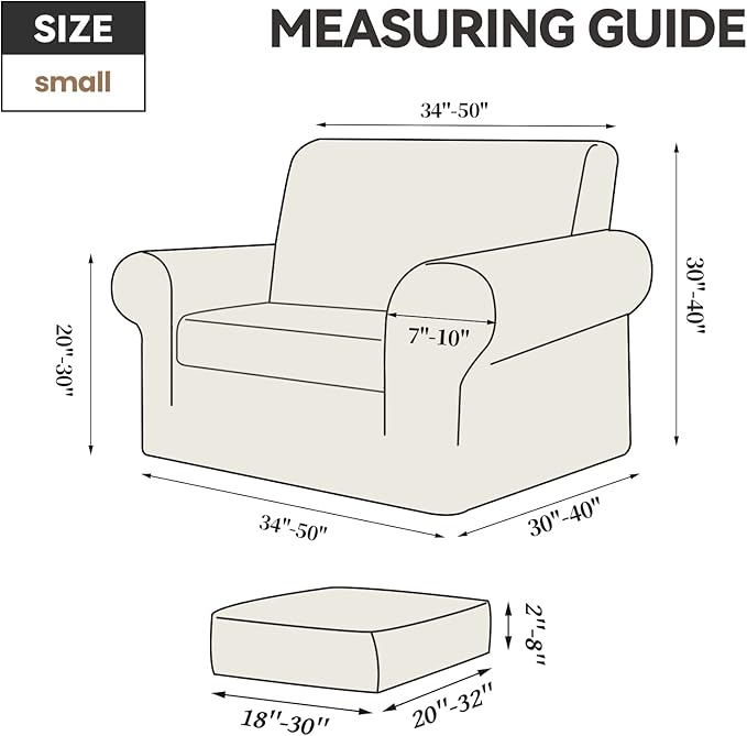 WEERRW Velvet Stretch Chair Sofa Slipcover - 2 Pieces Luxury Soft Velvet Plush Couch Cover Furniture Protector with Elastic Bottom for Pets, Machine Washable, Light Blue, Small