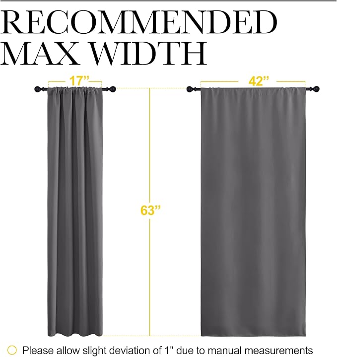 NICETOWN Blackout Curtains Panels for Bedroom - Thermal Insulated Rod Pocket Window Blackout Drapes/Draperies for Living Room (2 Panels, W42 x L63 inches, Grey)