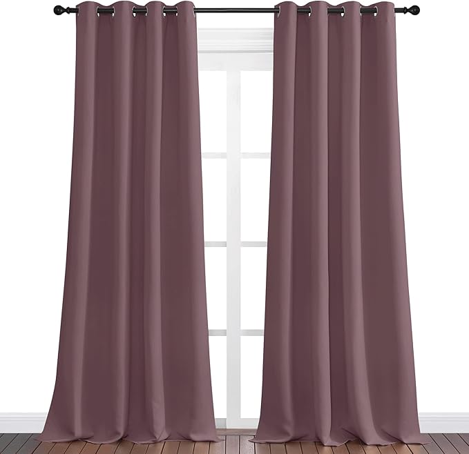 NICETOWN Dry Rose Blackout Curtains 96" Long for Office, Dining Room, Guest Room, 55" Wide, 2 Pieces, Sound Reducing Heat and Cold Block Curtain Panels for Modern Room Decorative