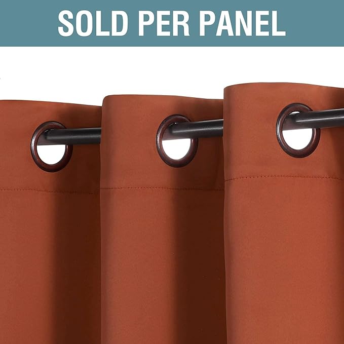 H.VERSAILTEX Blackout Curtain for Living Room Thermal Insulated Grommet Window Treatment Panel for Bedroom, Energy Saving Curtain for Large Window, Thick and Soft - Orange -Set of 1 Panel, 52'W x 96'L