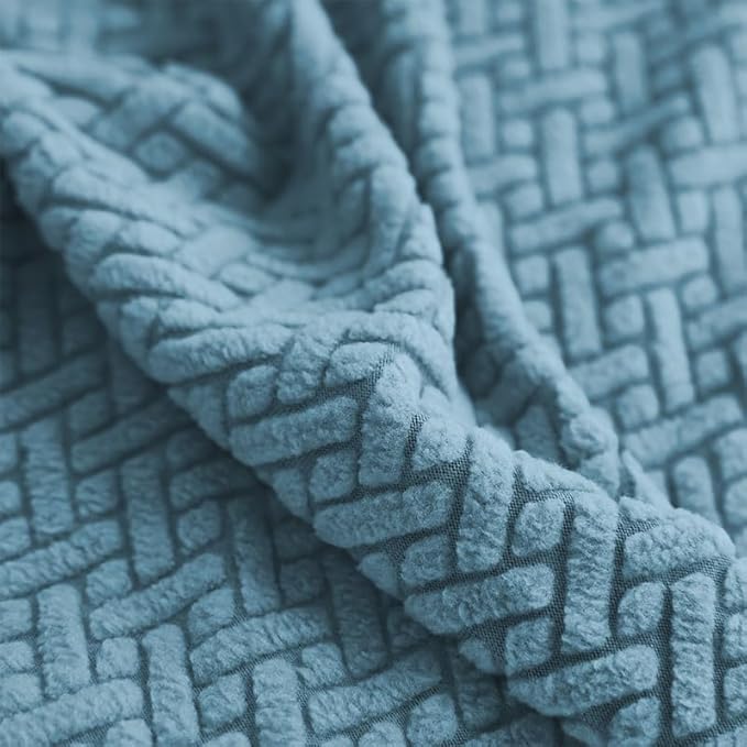 Sofa Covers Couch Covers for Sofa Pet Friendly Couch Cushion Covers Universal Sofa Covers Washable Stretch Slipcovers for Sectional Sofa (Texture Sea Blue, 3 Seats + Chaise Cover)