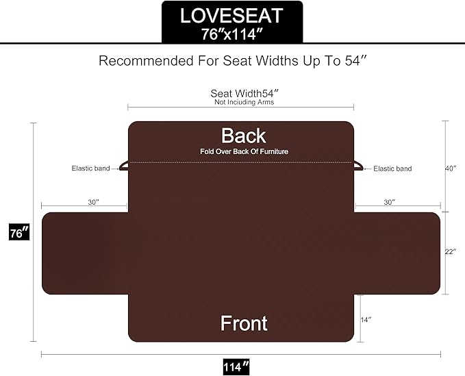 U-NICE HOME Loveseat Sofa Cover Reversible Couch Cover for Dogs with Elastic Straps Water Resistant Furniture Protector for Pets Couch Cover for 2 Cushion Couch (Loveseat, Navy/Taupe)
