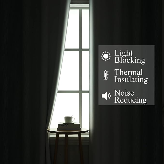 Estelar Textiler Stone Blue and Greyish White Blackout Curtains 63 Inch Length 2 Panels Set, Room Darkening Grommet Ombre Curtains for Bedroom, Thermal Insulated Light Blocking Gradient Drapes,52Wx63L