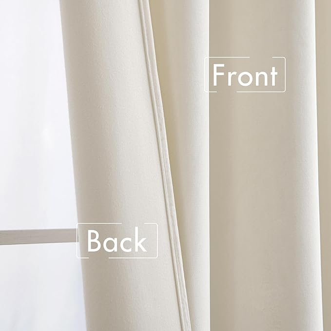 MIULEE Velvet Curtains 108 inches - Luxury Curtains for Bedroom Living Room Thermal Insulated Super Soft Room Darkening Window Drapes Rod Pocket & Back Tab, Ivory, W52 x L108 inches, 2 Panels