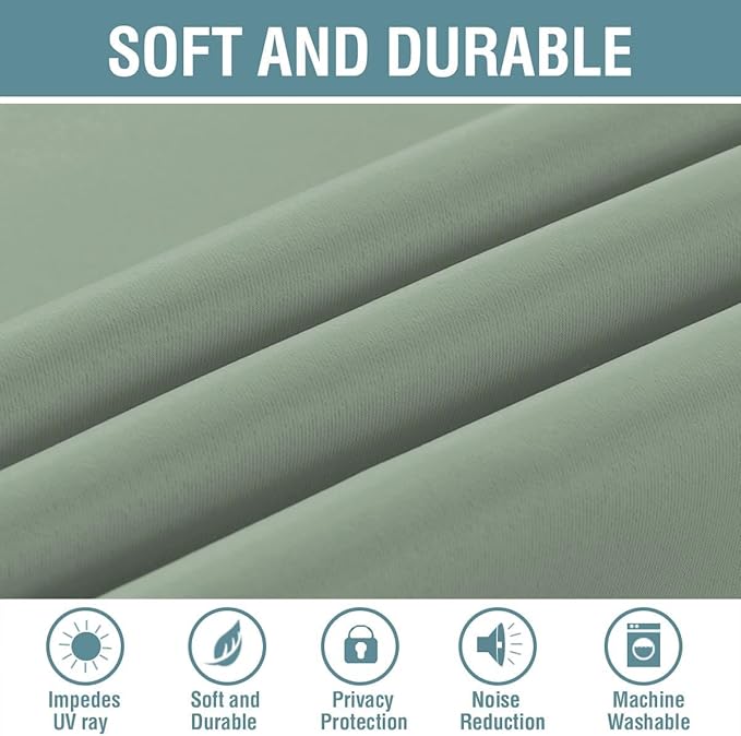H.VERSAILTEX Blackout Curtain for Living Room Thermal Insulated Window Treatment Curtain 54 inch Length Energy Saving Solid Grommet Top Blackout Drape, One Panel, Sea Grass, 52" W x 54" L