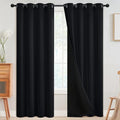 SimpleHome 100% Blackout Curtains for Bedroom,Thermal Insulated Grommet Window Drapes Room Darkening Black Curtains for Living Room with Black Back,52 x 96 Inch,2 Panels