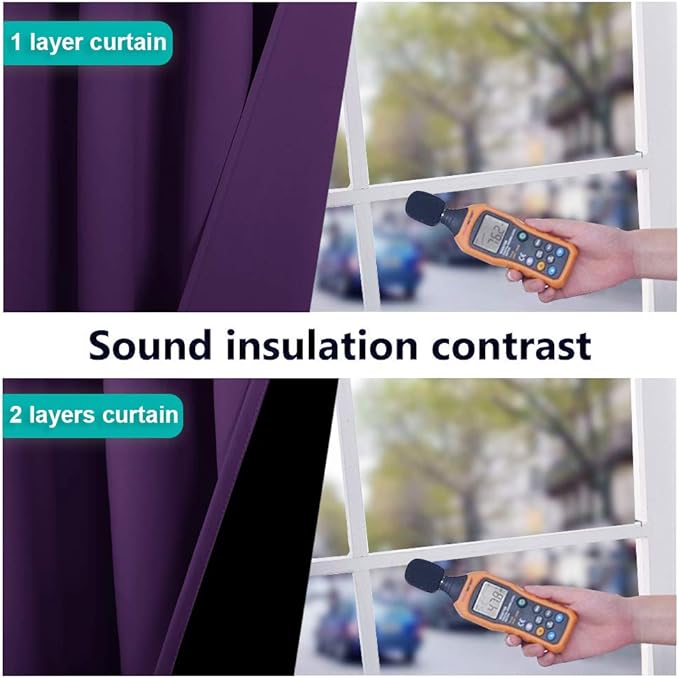 NICETOWN Royal Purple Full Shade Curtain Panels, 62 x 84 inch, Pair of Energy Smart & Noise Blocking Out Blackout Drapes for Dining Room Window, Thermal Insulated Guest Room Lined Window Dressing