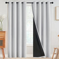 SimpleHome 100% Blackout Curtains for Bedroom,Thermal Insulated Grommet Window Drapes Room Darkening White Curtains for Living Room with Black Back,52 x 96 Inch,2 Panels
