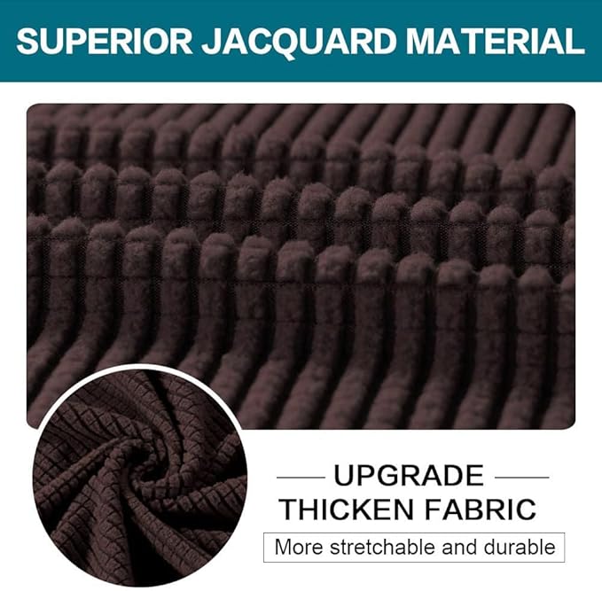 Turquoize 3 Piece Sofa Covers for 2 Cushion Couch Sofa Slipcover Soft Couch Cover for Dogs-Washable Sofa Furniture Covers with 2 Individual Cushion Covers, Thick Jacquard Fabric (Loveseat, Brown)
