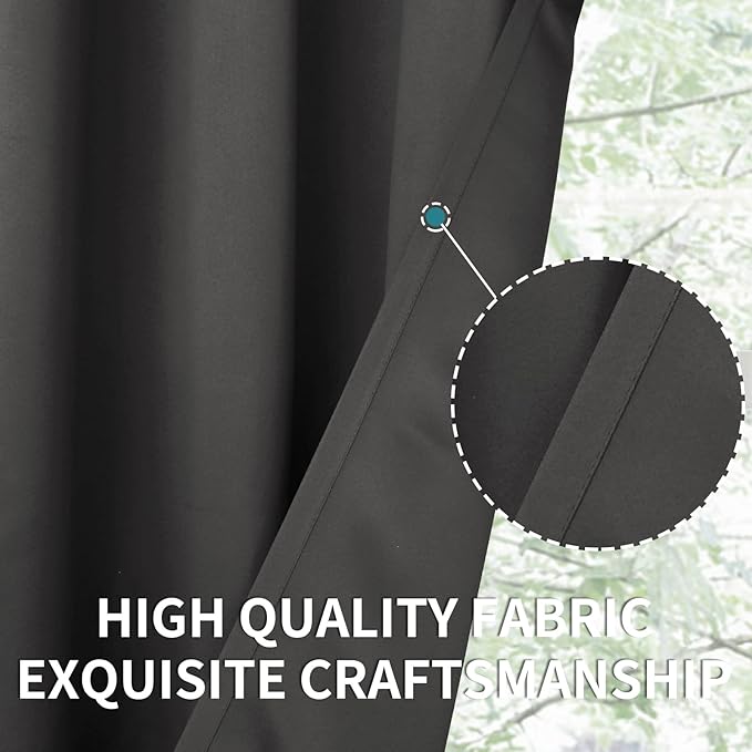 BGment Blackout Curtains - Grommet Thermal Insulated Room Darkening Bedroom and Living Room Curtain, Set of 2 Panels (52 x 84 Inch, Dark Grey)