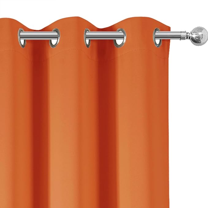 LEMOMO Orange Blackout Curtains 42 x 54 Inch Length Set of 2 Panels Grommet Bedroom Curtains for Living Room