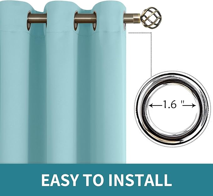 BGment Blackout Curtains - Grommet Thermal Insulated Room Darkening Bedroom and Living Room Curtains, Set of 2 Panels (52 x 54 Inch, Baby Blue)