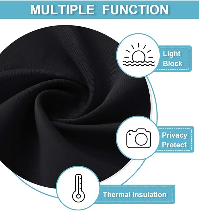 RYB HOME 2 Panels Blackout Doorway Curtains, Thermal Insulated Privacy Rod Pocket Easy Installation Drapes for Living Room Bedroom Dining Room, Width 34 by Length 80, Black