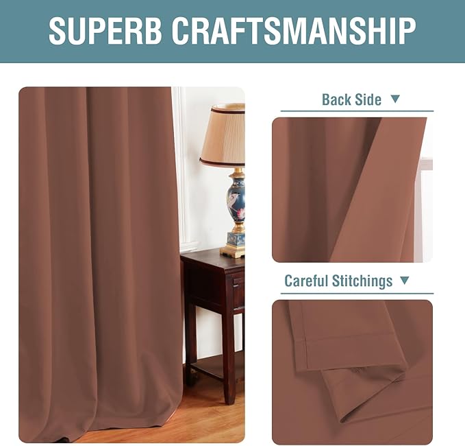 H.VERSAILTEX Blackout Curtain for Living Room Thermal Insulated Window Treatment Curtain Extra Long 96 inch Length Energy Saving Solid Grommet Top Blackout Drape, One Panel, Washed Spice, 52"W x 96"L