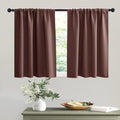 RYB HOME Short Chocolate Brown Blackout Curtains for Small Bedroom Window, Insulating UV Blocking Drapes for Kitchen Cafe Basement, Privacy Tiers for Bathroom Window, Width 42 by Length 36, Set of 2