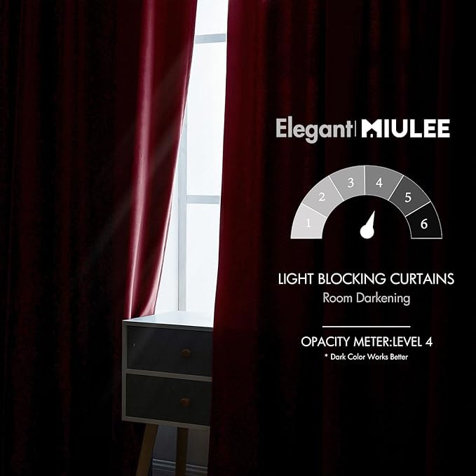 MIULEE Velvet Curtains 84 inches 2 Panels - Luxury Blackout Curtains for Bedroom Living Room Thermal Insulated Super Soft Christmas Window Drapes Rod Pocket & Back Tab, Burgundy Red, W52 x L84 inches
