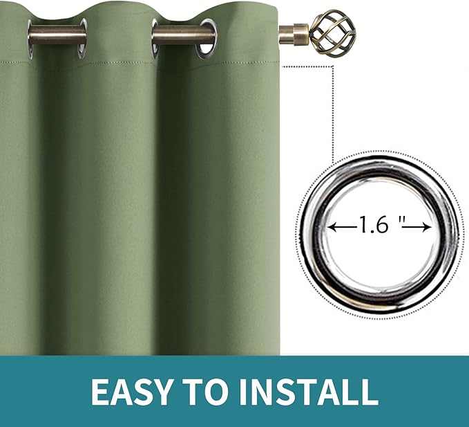 BGment Room Darkening Curtains 84 Inches Long - Grommet Thermal Insulated Drapes Window Treatment Curtains for Bedroom, 2 Panels, 42 x 84 Inch, Grass Green