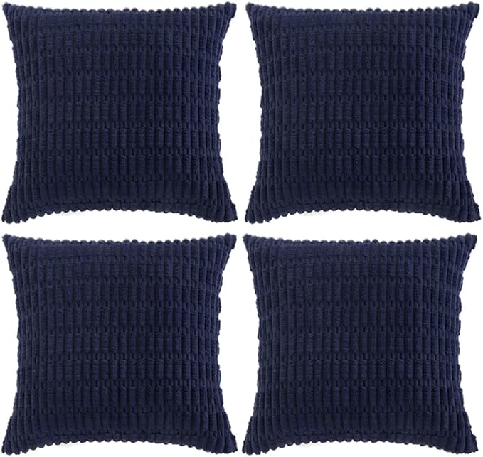Fancy Homi 4 Packs Dark Grey Decorative Throw Pillow Covers 14x14 Inch for Couch Bed, Rustic Modern Farmhouse Boho Home Decor, Soft Plush Corduroy Gray Cute Square Accent Cushion Case 35x35 cm