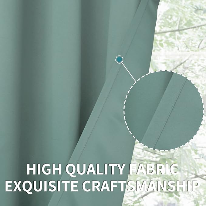 BGment Blackout Curtains - Grommet Thermal Insulated Room Darkening Bedroom and Living Room Curtains, Set of 2 Panels (38 x 63 Inch, Frosty Green)